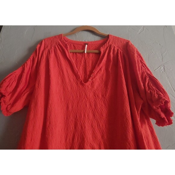 Free People Fever Dream Swing Blouse Orange like New - Picture 5 of 9